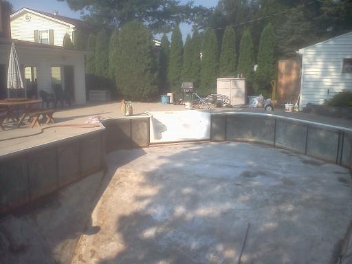 in ground pool with liner removed